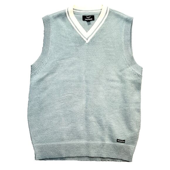 Men’s Vest V Neck Sleeveless Sweater Vest Light Academia Blue Grandpacore Size M - Picture 1 of 7